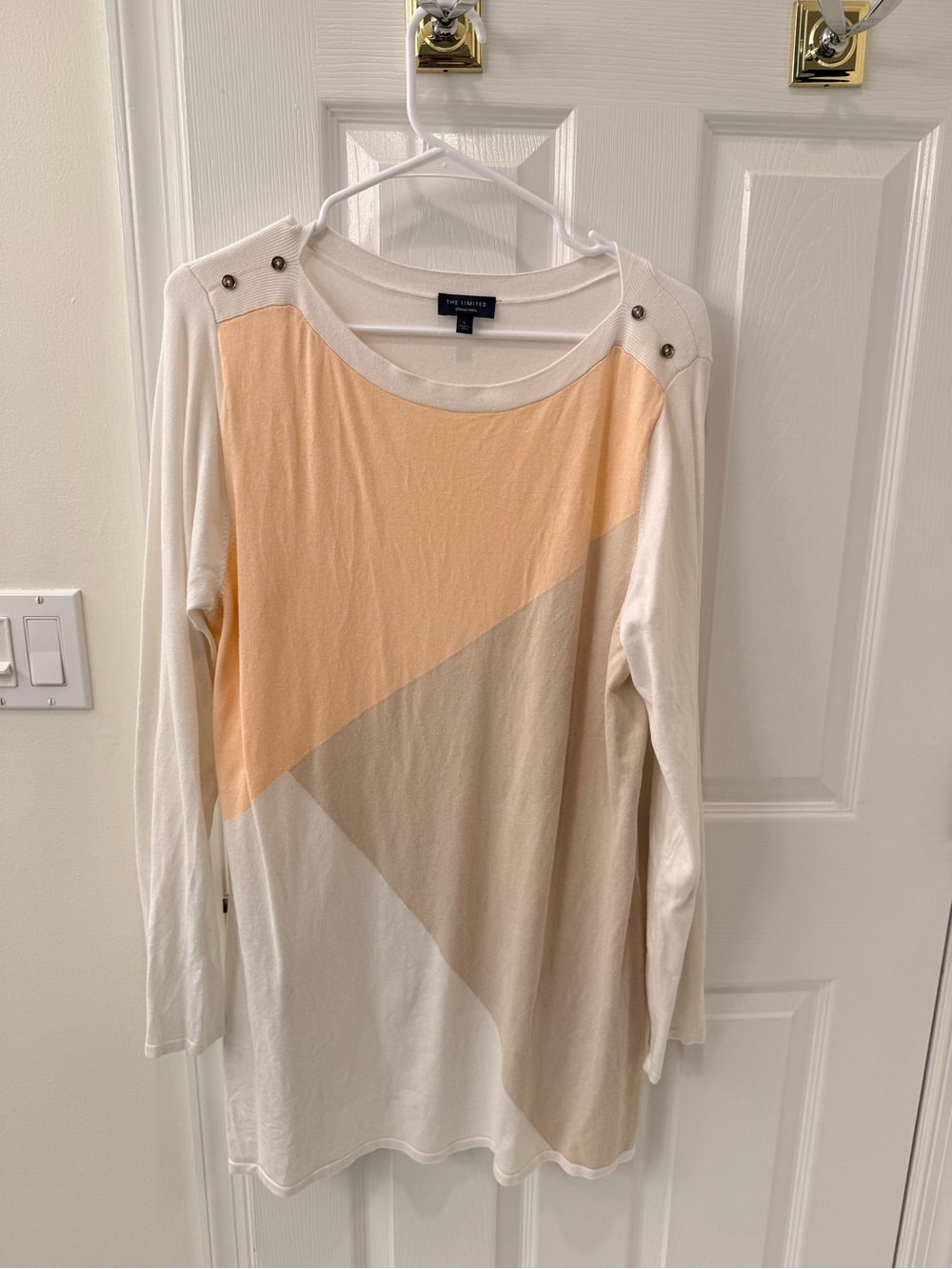 The Limited Peach & Beige Colorblock Long Sleeve Top